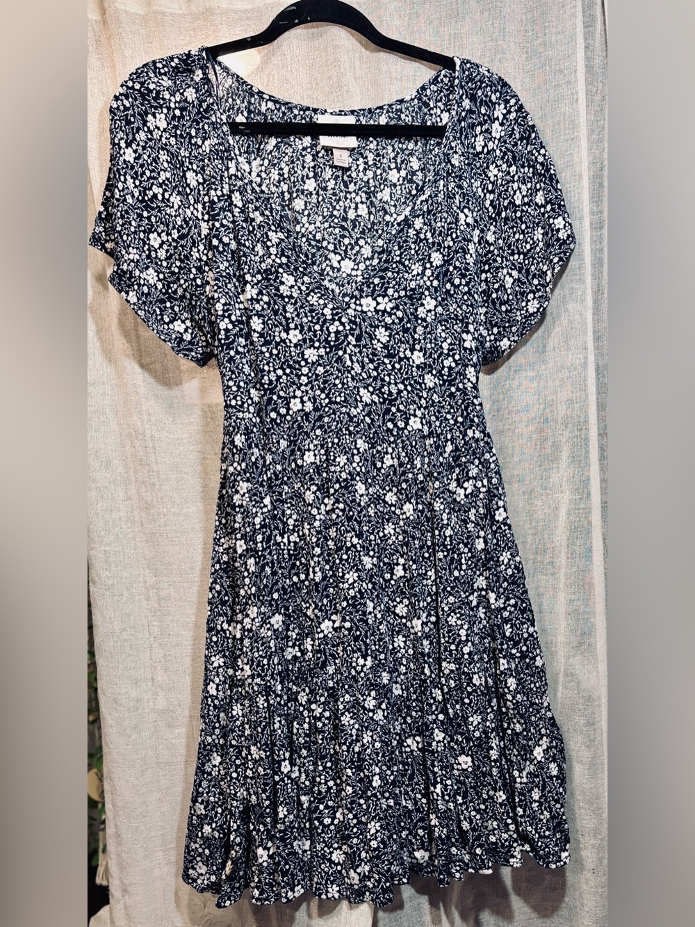 Knox Rose Navy and White Floral Midi Dress